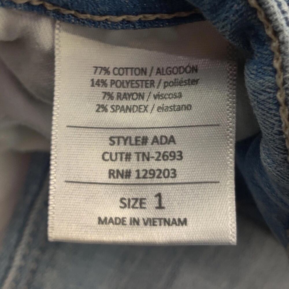 Carly Jean Los Angeles Skinny Jeans Juniors 1 Blue High Rise Distressed 25x27 - Picture 2 of 10